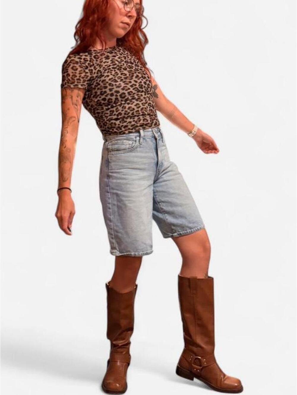 Women's Blue and Brown Crop-top